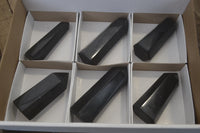 Polished Black Basalt Point-Prisms x 6 From Antsirabe, Madagascar - Toprock Gemstones and Minerals