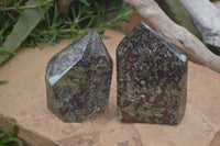 Polished Dragon Bloodstone Point-Prisms x 2 From South Africa - Toprock Gemstones and Minerals