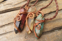 Polished Mixed Copper Wire Wrapped Pendants x 6 From South Africa - Toprock Gemstones and Minerals