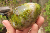 Polished Green Opal Standing Free Forms x 6 From Antsirabe, Madagascar - Toprock Gemstones and Minerals