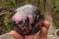 Polished Rhodonite Sphere-Ball x 2 From Ambindavato, Madagascar - Toprock Gemstones and Minerals