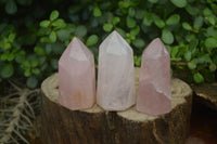 Polished Rose Quartz Points x 12 From Madagascar - Toprock Gemstones and Minerals