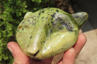 Polished Leopard Stone Cat Face Carvings x 3 From Zimbabwe - Toprock Gemstones and Minerals
