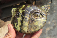 Polished Leopard Stone Cat Face Carvings x 3 From Zimbabwe - Toprock Gemstones and Minerals