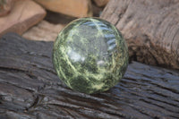 Polished Leopard Stone Sphere With Rosewood Stand x 2 From Zimbabwe - Toprock Gemstones and Minerals