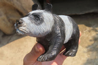 Polished Wonder Stone Panda Carvings x 2 From Zimbabwe - Toprock Gemstones and Minerals