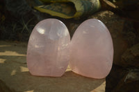 Polished Rose Quartz Standing Free Forms x 2 From Madagascar - Toprock Gemstones and Minerals