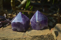 Polished Chevron Amethyst Points x 6 From Zambia - Toprock Gemstones and Minerals