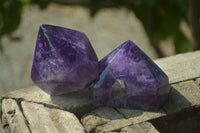 Polished Chevron Amethyst Points x 6 From Zambia - Toprock Gemstones and Minerals