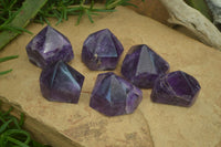 Polished Chevron Amethyst Points x 6 From Zambia - Toprock Gemstones and Minerals