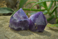 Polished Chevron Amethyst Points x 6 From Zambia - Toprock Gemstones and Minerals