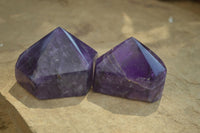 Polished Chevron Amethyst Points x 6 From Zambia - Toprock Gemstones and Minerals