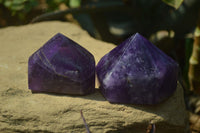 Polished Chevron Amethyst Points x 6 From Zambia - Toprock Gemstones and Minerals