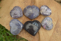 Polished Lepidolite with Pink Rubellite Gemstone Hearts x 6 From Madagascar - Toprock Gemstones and Minerals