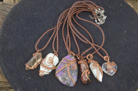 Polished Mixed Copper Wire Wrapped Pendants x 6 From Southern Africa - Toprock Gemstones and Minerals