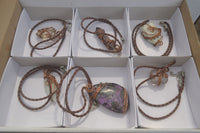 Polished Mixed Copper Wire Wrapped Pendants x 6 From Southern Africa - Toprock Gemstones and Minerals