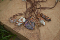 Polished Mixed Copper Wire Wrapped Pendants x 6 From Southern Africa - Toprock Gemstones and Minerals