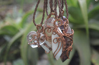 Polished Mixed Copper Wire Wrapped Pendants x 6 From Southern Africa - Toprock Gemstones and Minerals
