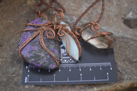 Polished Mixed Copper Wire Wrapped Pendants x 6 From Southern Africa - Toprock Gemstones and Minerals