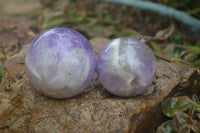 Polished Smokey Chevron Amethyst Spheres x 4 From Madagascar - Toprock Gemstones and Minerals