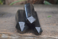 Polished Black Basalt Point-Prism x 6 From Antsirabe, Madagascar - Toprock Gemstones and Minerals