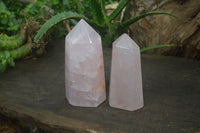 Polished Gemmy Rose Quartz Points x 2 From Madagascar - Toprock Gemstones and Minerals