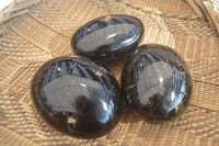 Polished Black Tourmaline Standing Free Forms x 3 From Madagascar - Toprock Gemstones and Minerals