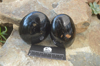 Polished Black Tourmaline Standing Free Forms x 3 From Madagascar - Toprock Gemstones and Minerals