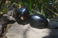 Polished Black Tourmaline Standing Free Forms x 3 From Madagascar - Toprock Gemstones and Minerals