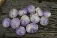 Polished Chevron Amethyst Galet-Palm Stones x 12 from Madagascar - Toprock Gemstones and Minerals