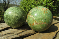 Polished Chrysoprase Spheres x 6 From Ambatondrazaka, Madagascar - Toprock Gemstones and Minerals