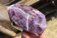 Polished Smokey Chevron Amethyst Points x 2 From Zambia - Toprock Gemstones and Minerals