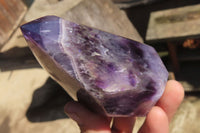 Polished Smokey Chevron Amethyst Points x 2 From Zambia - Toprock Gemstones and Minerals