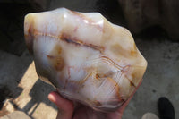 Polished Banded Agate Flame Sculpture x 1 From Madagascar - Toprock Gemstones and Minerals