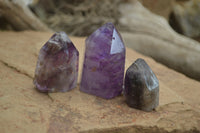Polished Smokey Amethyst Window Quartz Points x 12 From Akansobe, Madagascar - Toprock Gemstones and Minerals