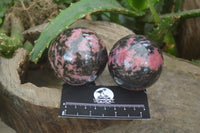 Polished Rhodonite Spheres x 4 From Ambindavato, Madagascar - Toprock Gemstones and Minerals