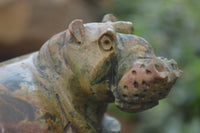 Polished Mixed Stone Hippo Carvings x 3 From Zimbabwe - Toprock Gemstones and Minerals