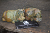 Polished Mixed Stone Hippo Carvings x 3 From Zimbabwe - Toprock Gemstones and Minerals