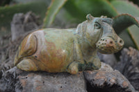 Polished Mixed Stone Hippo Carvings x 3 From Zimbabwe - Toprock Gemstones and Minerals