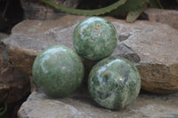 Polished Green Chrysoprase Sphere-Balls x 6 From Madagascar - Toprock Gemstones and Minerals