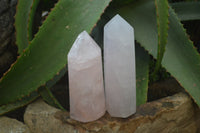 Polished Rose Quartz Point-Prisms x 3 From Madagascar - Toprock Gemstones and Minerals