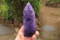 Polished Chevron Amethyst Points x 2 From Zambia - Toprock Gemstones and Minerals