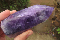 Polished Chevron Amethyst Points x 2 From Zambia - Toprock Gemstones and Minerals