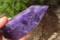 Polished Chevron Amethyst Points x 2 From Zambia - Toprock Gemstones and Minerals