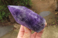 Polished Chevron Amethyst Points x 2 From Zambia - Toprock Gemstones and Minerals