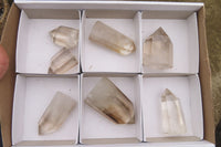 Polished Smokey Phantom Quartz Points x 7 From Madagascar - Toprock Gemstones and Minerals