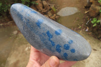 Polished Blue Spinel Spotted Quartz Standing Free Forms x 2 From Madagascar - Toprock Gemstones and Minerals