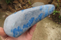 Polished Blue Spinel Spotted Quartz Standing Free Forms x 2 From Madagascar - Toprock Gemstones and Minerals