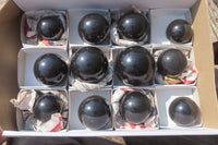 Polished Black Basalt Spheres x 12 From Madagascar - Toprock Gemstones and Minerals