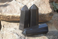 Polished Black Basalt Points x 6 From Madagascar - Toprock Gemstones and Minerals